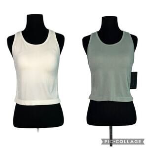 Bundle 90 Degree cream and green ribbed tank top size Large